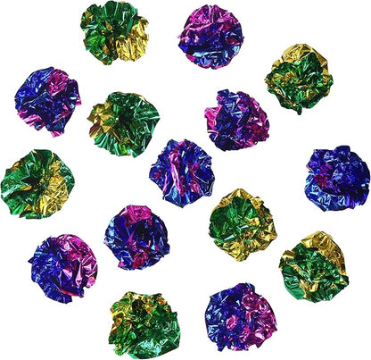 CHIWAVA 45PCS 1.6'' Mylar Balls Cat Toy Shiny Crinkle Ball Kitten Crackle Lightweight Play Assorted Color