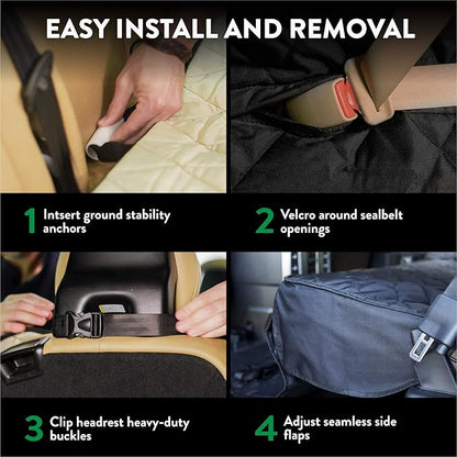 Plush Paws Products Premium Rear Car Seat Protector w/Hammock | Washable & Waterproof Back Seat Dog Cover for Car, Truck, & SUV | Nonslip, Tear Resistant Pet Seat Cover | Small Grey