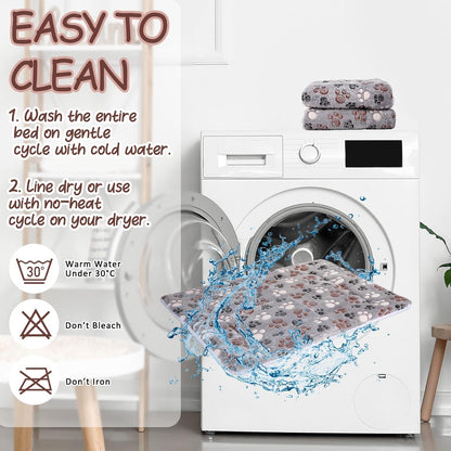 VitalCozy 2 Pack Self Warming Cat Mat Self Heating Pad Bed Reversible Machine Washable Reflects Body Heat Warm Thermal Pet Pad Crate Blanket for Feral and Indoor Cat(Black,22'' X 18'',Dog Paw)