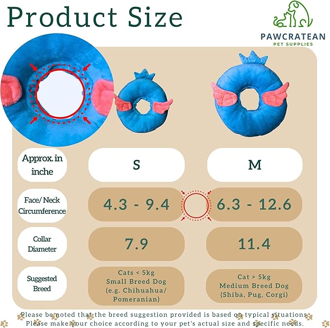 Adjustable Comfy Flower Style Elizabeth Collar for Cats Puppies Soft Recovery Cone Pet Protective Neck Collar (Blue Angel Wing, Medium)