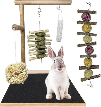 kathson Bunny Toys Rabbit Wooden Scratch Nail Scratch Board Hanging Chew Toys for Small Animals Guinea Pigs Hamster Chinchillas