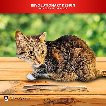 Warren London Cat DeMatter Pro Max | 9" Copper Grooming Comb for Cats | Detangles Mats, Knots & Loose Fur – Gentle, No-Pull Design for Long, Thick, or Tangled Coats | Professional Cat Grooming Tool