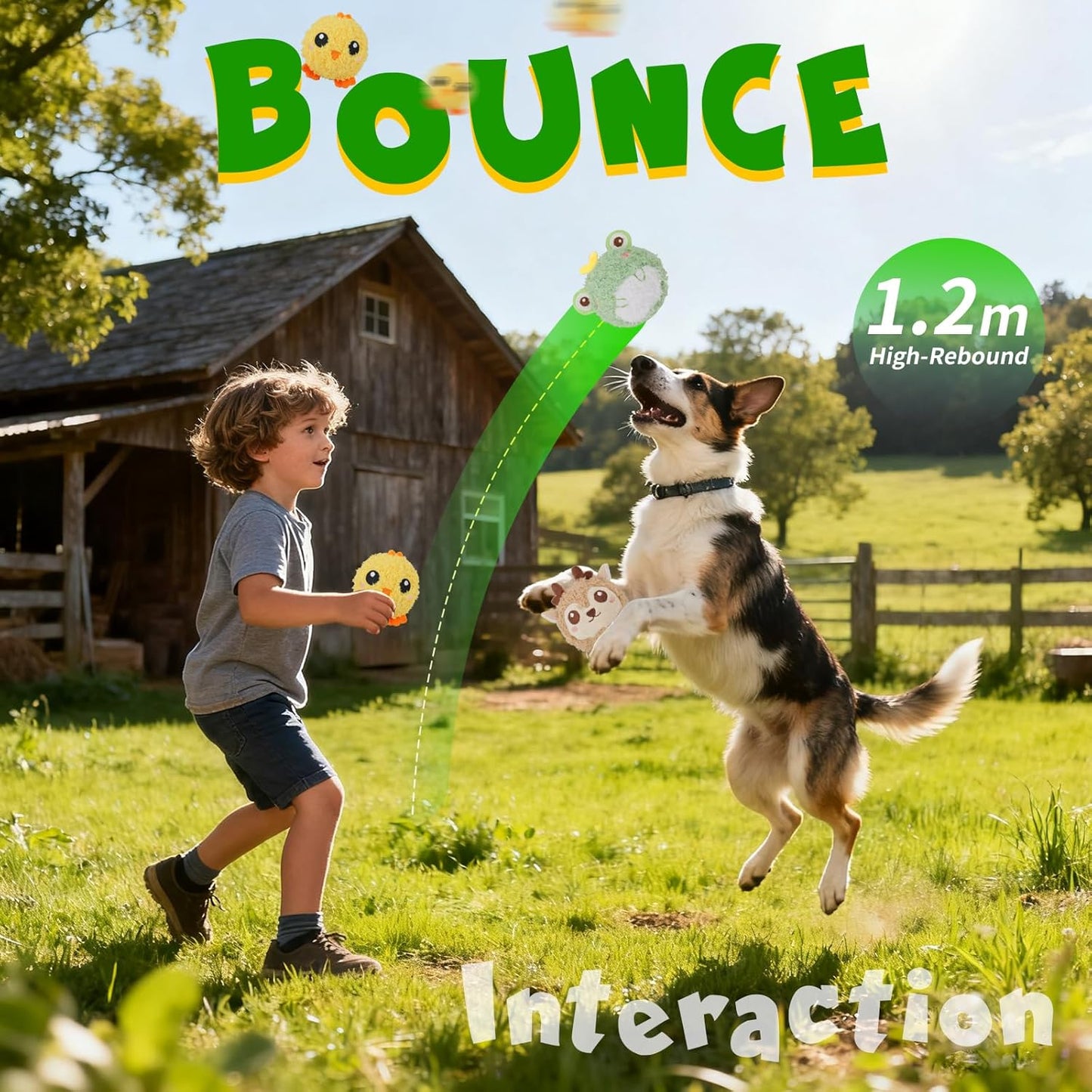 DKING 3Pack Squeaky Dog Balls,2 in1 Funny Puppy Ball Toys,Birthday Dog Toy for Small Medium Dogs (Farm Ball)