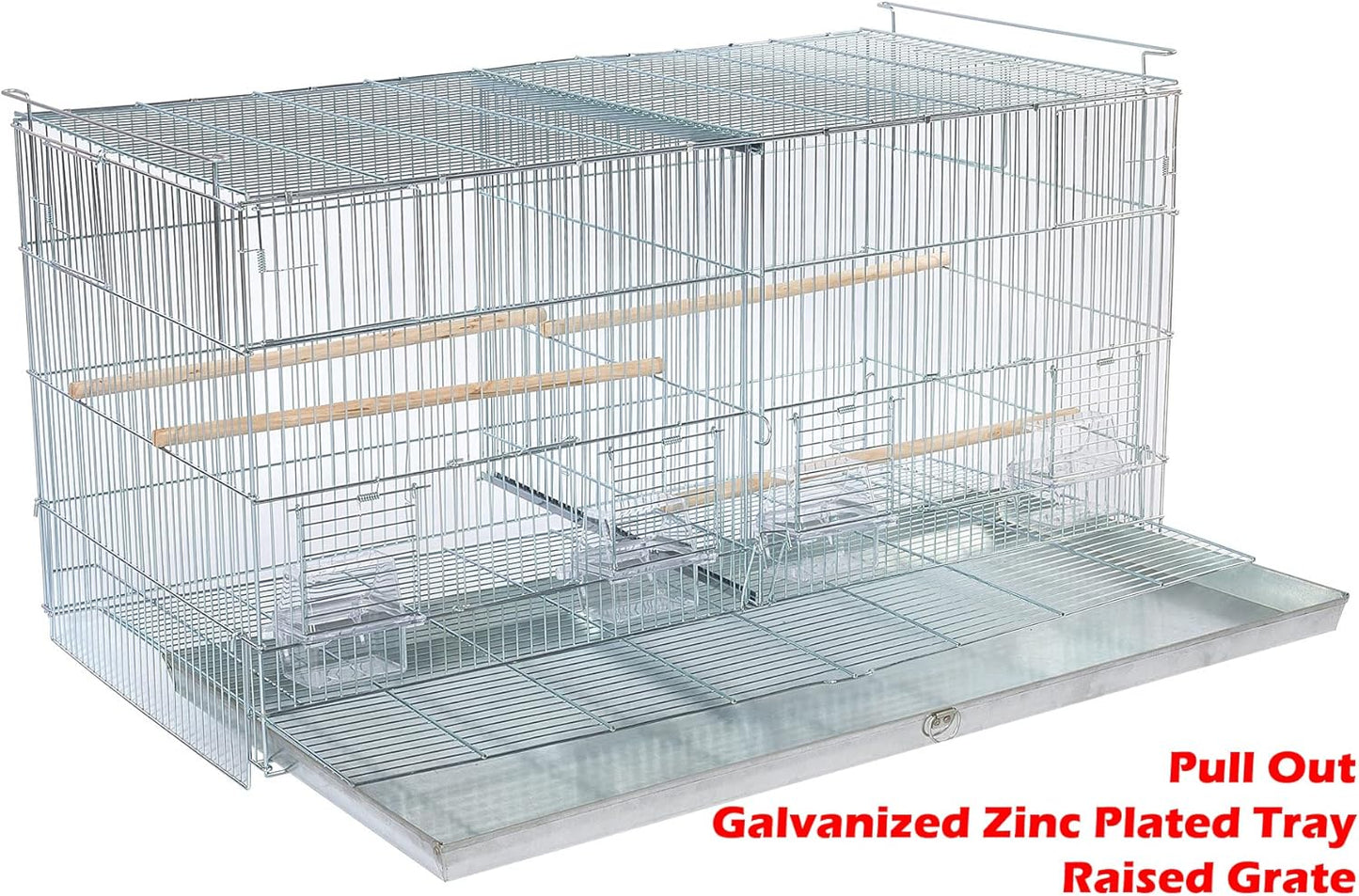 LOT of Add On X-Large 35.5" x 18" x 19"H No Rust Stainless Galvanized Zinc Plated Stackable Breeder Bird Flight Cage with Removable Center Divider and Breeding Nest Doors