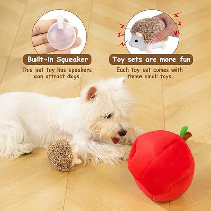 Hollypet Squeaky Dog Toy, Interactive Plush Hide and Seek Dog Toys for Small Medium Sized Dogs and Non-Aggressive Chewers, Puppy Teeth Clean Chew Toys, Hedgehog