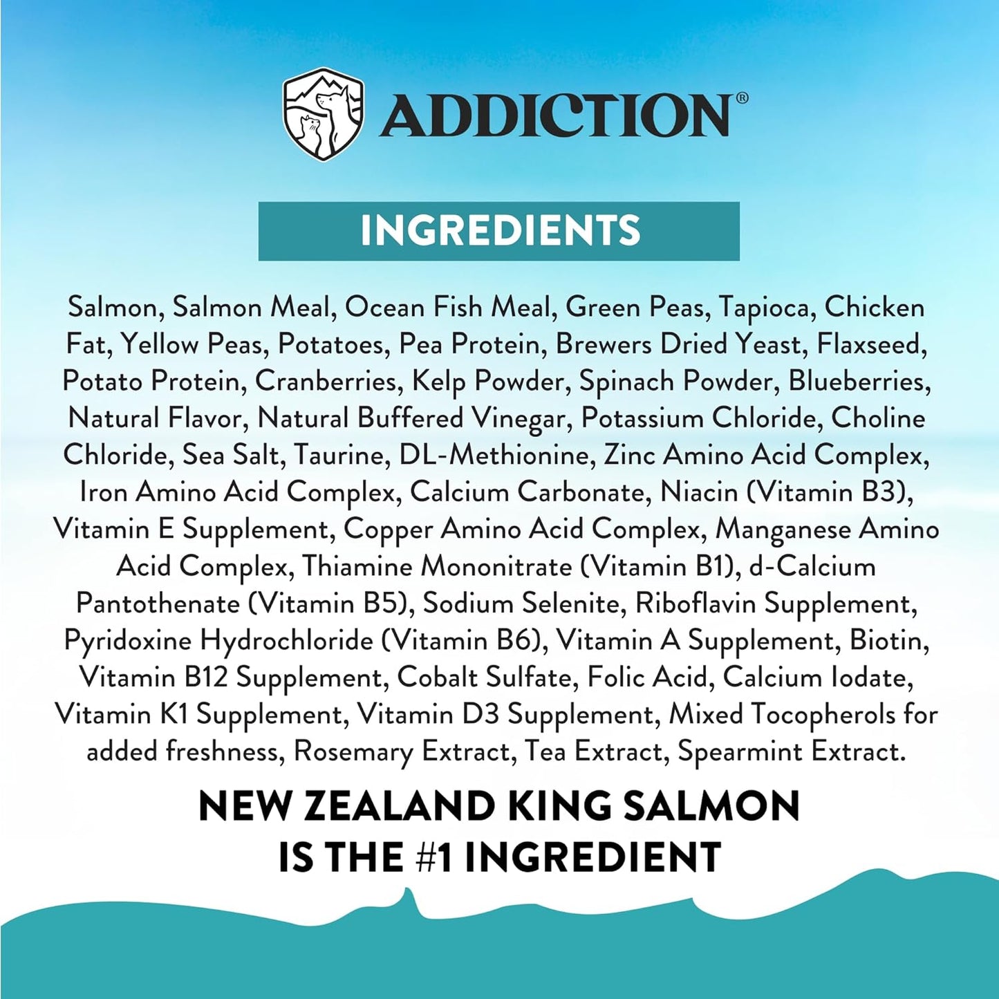 Addiction Salmon Bleu Grain-Free Dry Cat Food – Rich in Omega-3 for Healthy Skin & Coat – Complete & Balanced Salmon Recipe for All Life Stages – Made in New Zealand 4lb