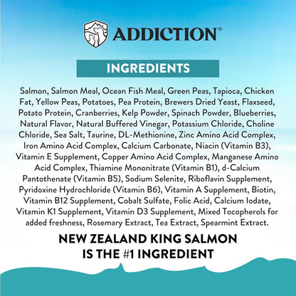 Addiction Salmon Bleu Grain-Free Dry Cat Food – Rich in Omega-3 for Healthy Skin & Coat – Complete & Balanced Salmon Recipe for All Life Stages – Made in New Zealand 4lb