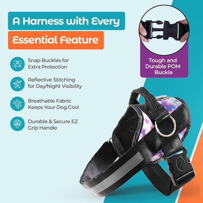 Joyride Basic Essential Dog Harness 1.0 - Small, Medium, Large Dogs, No-Pull Pet Vest with 3 Side Rings for Leash Placement, Adjustable for Training (Tie Dye, XS)