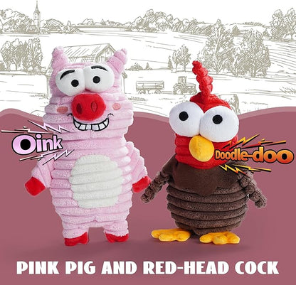 Nocciola 5-Pack Squeaky Dog Toys, Durable Stuffed Critter Zoo Dog Toys with Unique Squeak Sounds to Keep Dogs Busy, Puppy Toys for Small, Medium, and Large Dogs