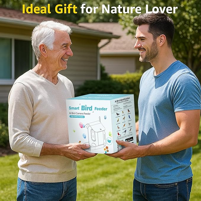 PeckCam® Smart Bird Feeder with Camera 2K HD Auto Detect & Notify, AI Identify 10000+ Birds Camera with Solar Panel 5 Perch Attachments Wireless Outdoor Birdwatching Gift for Birds Lover, Blue