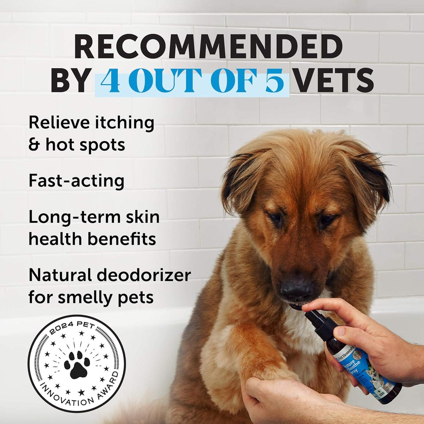 Restore + Soothe Hot Spots Spray for Dogs & Cats - Gentle on Sensitive Skin, Chlorhexidine Alternative Spray, Soothes Itching, Irritation with Aloe and Microsilver (Lavender) - 4oz
