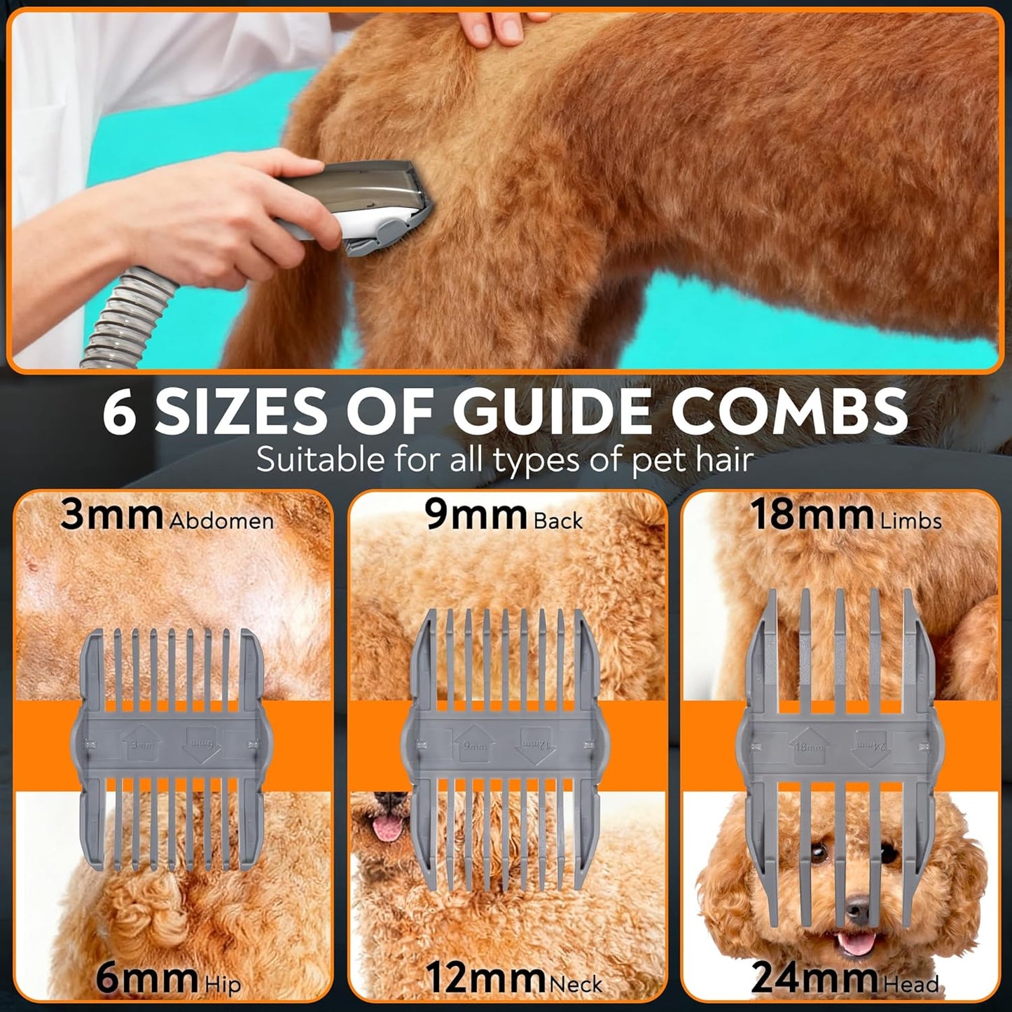 Dog Grooming Vacuum, Dog Grooming Kit 12kPa Suction Hair Remover Low Noise Pet Brush Vacuum Collects 99% Hair, 2L Dust Cup, 5 Proven Grooming Tools for Cats, Other Animals and Home Cleaning