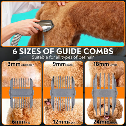 Dog Grooming Vacuum, Dog Grooming Kit 12kPa Suction Hair Remover Low Noise Pet Brush Vacuum Collects 99% Hair, 2L Dust Cup, 5 Proven Grooming Tools for Cats, Other Animals and Home Cleaning