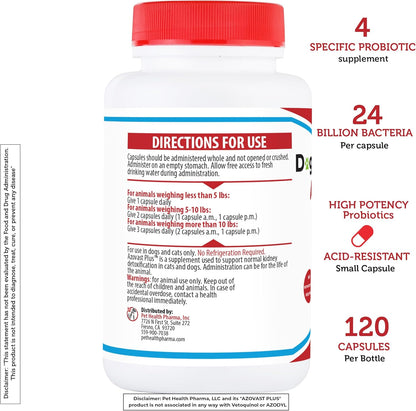 Azovast Plus Kidney Health Supplement for Dogs & Cats, 240ct - NO Refrigeration Required - Help Support Kidney Function & Manage Renal Toxins - Renal Care Supplement Capsule(U.S.A) (240 Caps)
