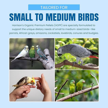 Harrison's Organic Premium Pellets- a Well-Balanced, Certified Organic Small to Medium Pet Bird Diet—No Soy, Corn, and Peanuts for Those Seeking to Avoid These Ingredients