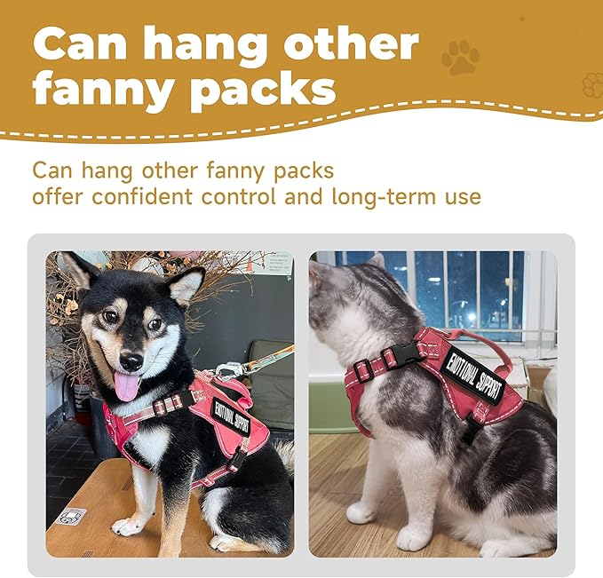 Tactical Cat Harness Adjustable Soft Padded Training Walking Esacpe Cat Vest Harness No-Pull Pet Harness Reflective with Easy Control Handle (Pink, XL)