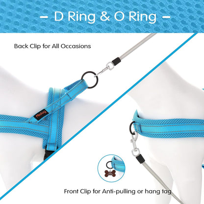 Didog No Pull Dog Harness with Soft Mesh Padded,Reflective & Quick Fit Light Weight Dog Strap Vest Harness,Easy for Walking Training (L:Chest 26-32", Mesh-Blue)