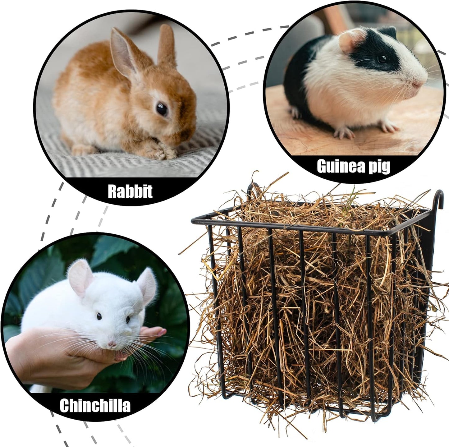 Guinea Pig Hay Feeder，Rabbit Hay Feeder with Heavy-Duty Metal Frame Hay Holder，for Bunny, Guinea Pigs,Chinchillas-6.9x4.7x6.6 inch