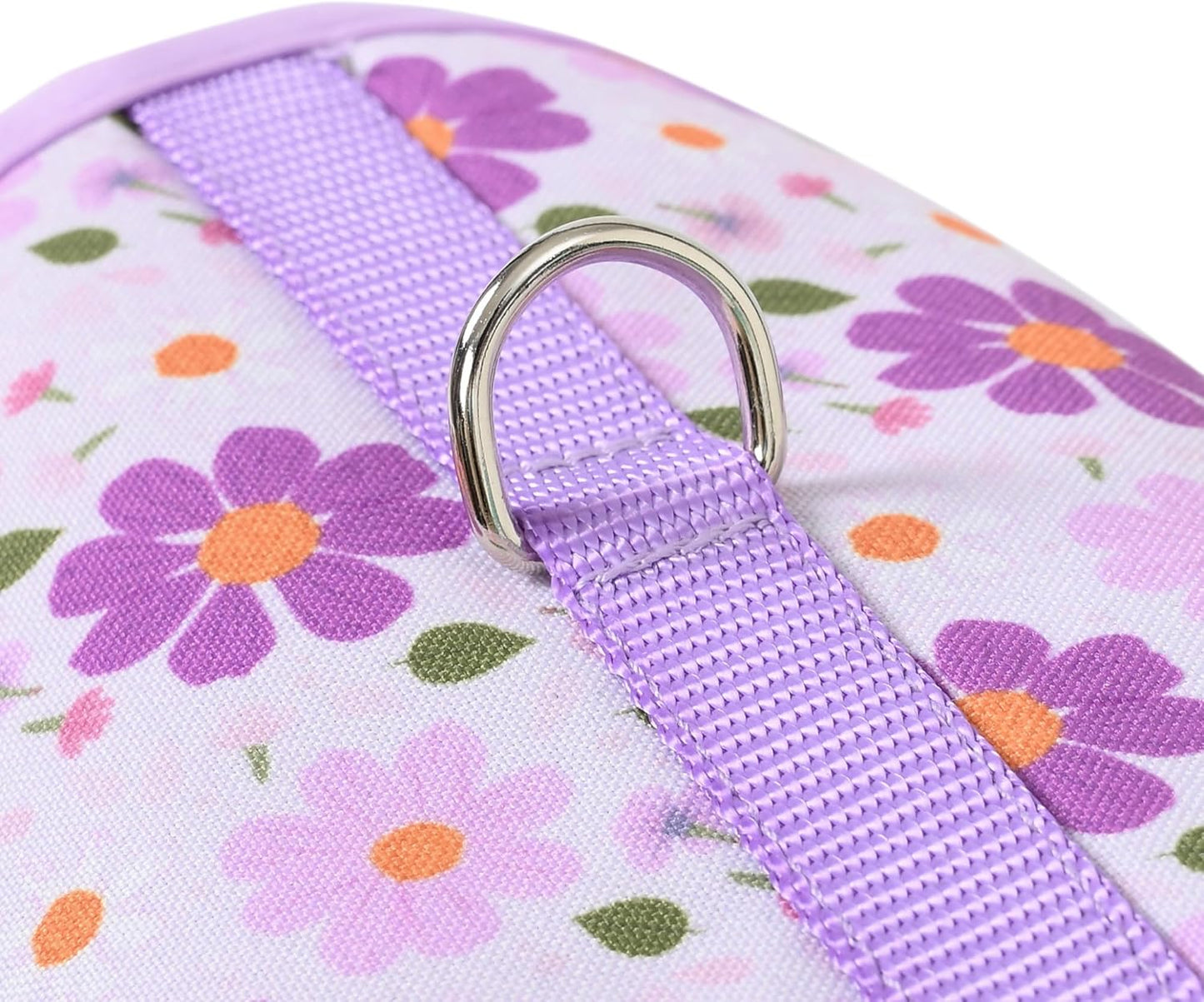 Mile High Life Dog Harness, Air Mesh Floral Vest Harness for 20 lbs Small Dogs & Cats, Easy Get on Adjustable Easy Closures Both Neck and Chest (Purple Flower, S Chest 16"-18")