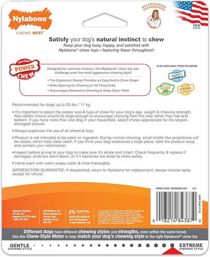 Nylabone Ergonomic Hold Wishbone Power Chew Toy for Dogs, Dog Toys for Aggressive Chewers, Bison Flavor, Small - Up to 25 Ibs, 1 Count