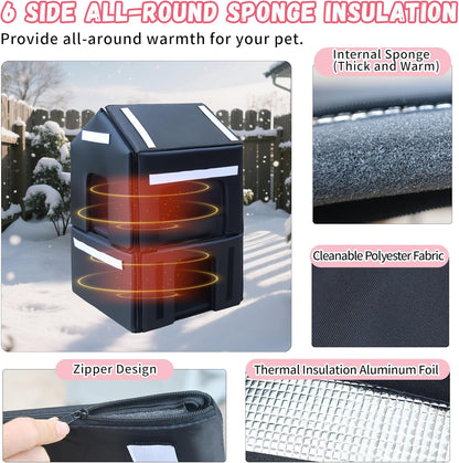 Plastic Outdoor Cat House - Cat House for Outside with Insulated Liner for Winter，100% Weatherproof Cat Houses for with Escape Door, Feral Cat Shelter for Porch Barns Strays