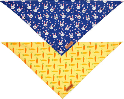Realeaf Easter Dog Bandanas 2 Pack, Triangle Reversible Pet Scarf for Boy and Girl, Premium Durable Fabric, Holiday Bandana for Medium and Large Dogs (Large)