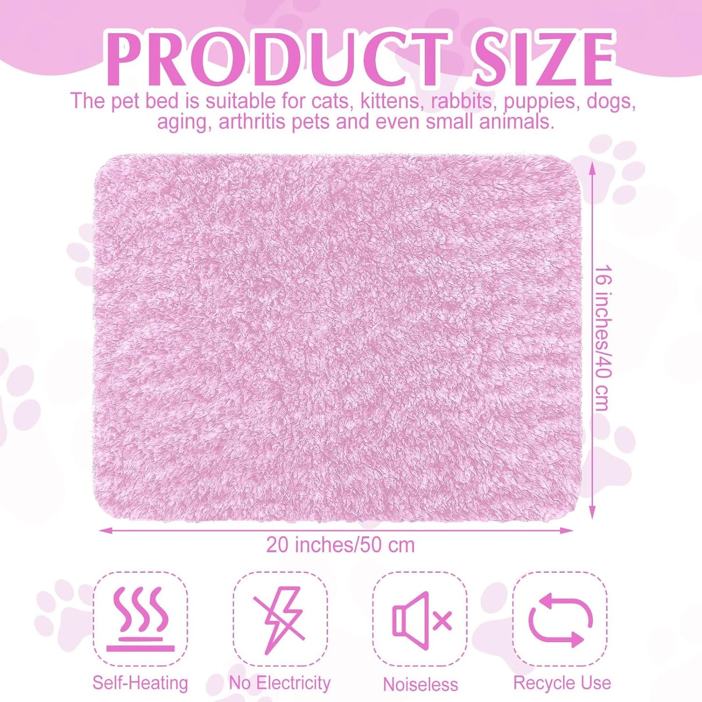 4 Pack Self Warming Cat Pads Self Heating Cat Mat Washable Homeless Dogs Thermal Pads Kennel Pad Reflects Body Heat Warm Crate Bed Mat for Indoor Outdoor Pet(Pink,16 x 20 Inch)