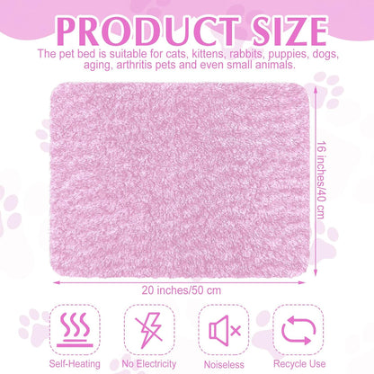 4 Pack Self Warming Cat Pads Self Heating Cat Mat Washable Homeless Dogs Thermal Pads Kennel Pad Reflects Body Heat Warm Crate Bed Mat for Indoor Outdoor Pet(Pink,16 x 20 Inch)