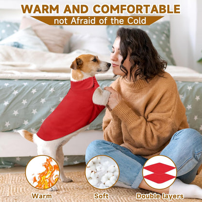 Fleece Dog Coat Pet Jacket Reflective for Cold Weather for Extra Large to Small Pets(Red,XL)
