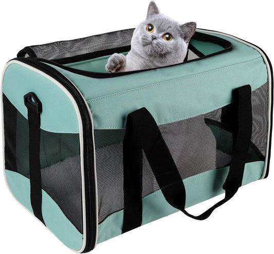 Cat Carrying Case - Pet Carrier, Up to 30Lbs Soft Sided Protable and Breathabl Pet Travel Carrier, Pet Travel Carrier Removable Fleece Pad, Collapsible for Large Cats Small Dogs(X-Large, Green)