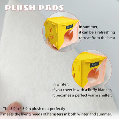 3pcs Hamster Maze Tunnel & Toys, Hamster Hideout with Plush Pads, Interactive Play Tube & Resting System for Rats, Guinea Pig, Ferrets, Chinchillas