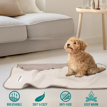 PetAmi Waterproof Dog Blanket for Small Medium Pets Dogs Cats, Pet Couch Cover Protector for Furniture, Reversible Washable Soft Fleece Cat Blanket for Bed Couch Sofa, 29x40 (Taupe/Beige)
