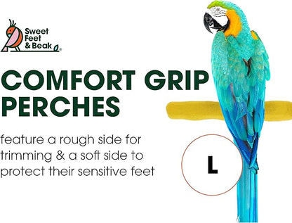 Sweet Feet and Beak Comfort Grip Safety Perch for Bird Cages - Pedicure Perch for Birds to Keep Nails and Beaks in Top Condition - Safe Easy to Install Bird Cage Accessories- L 13"