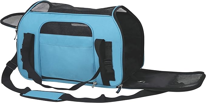 EliteField Soft Sided Pet Carrier (3 Year Warranty, Airline Approved), Multiple Sizes and Colors Available (Medium: 17" L x 9" W x 12" H, Sky Blue)