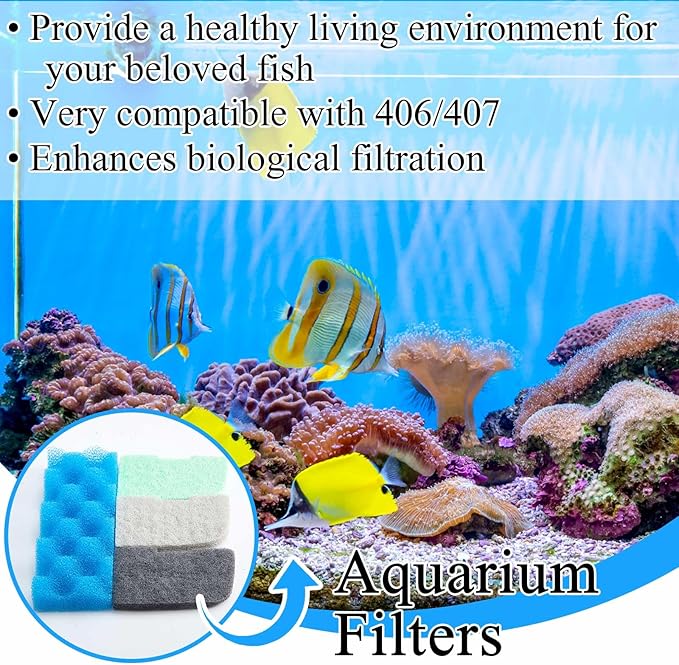 52 Pcs Replacement Filter Media Kit Compatible with Fluval 406/407 Aquarium Filters Include 12 Biological Foams Ammonia Remover Phosphate Pads Nitrite Remover, Towel and Grease