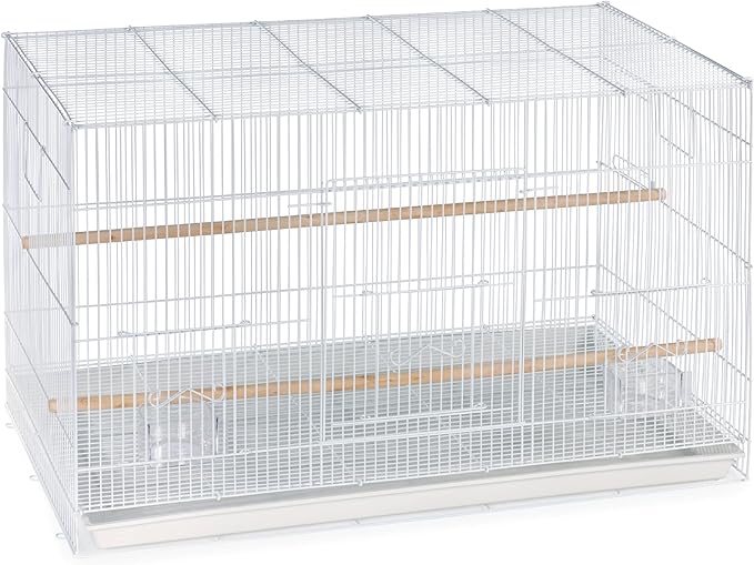 Prevue Pet Products Flight Cage Metal Steel Bird Crate, Multi-Bird Home Stackable Cage for Birds, Home Crate for Extra-Small Pet Parakeets, Finches, and More, White