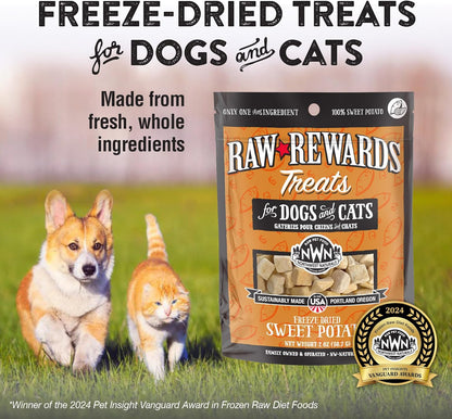 Northwest Naturals Raw Rewards Freeze-Dried Sweet Potato Treats for Dogs and Cats - Bite-Sized Pieces - Healthy, 1 Ingredient, Human Grade Ingredients, All Natural, Made in USA, 2 Oz (Pack of 3)