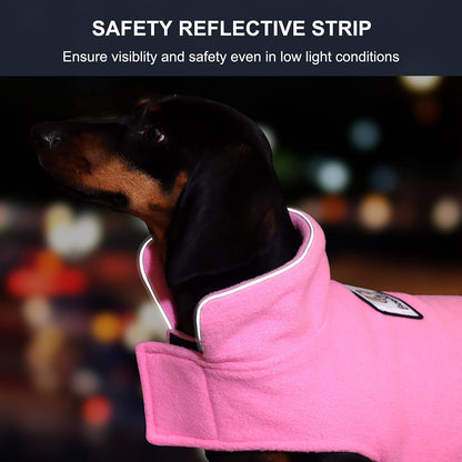 Fleece Dog Coat Winter Pet Jacket Reflective for Cold Weather for Large Medium Small Dogs(Pink,3XL)