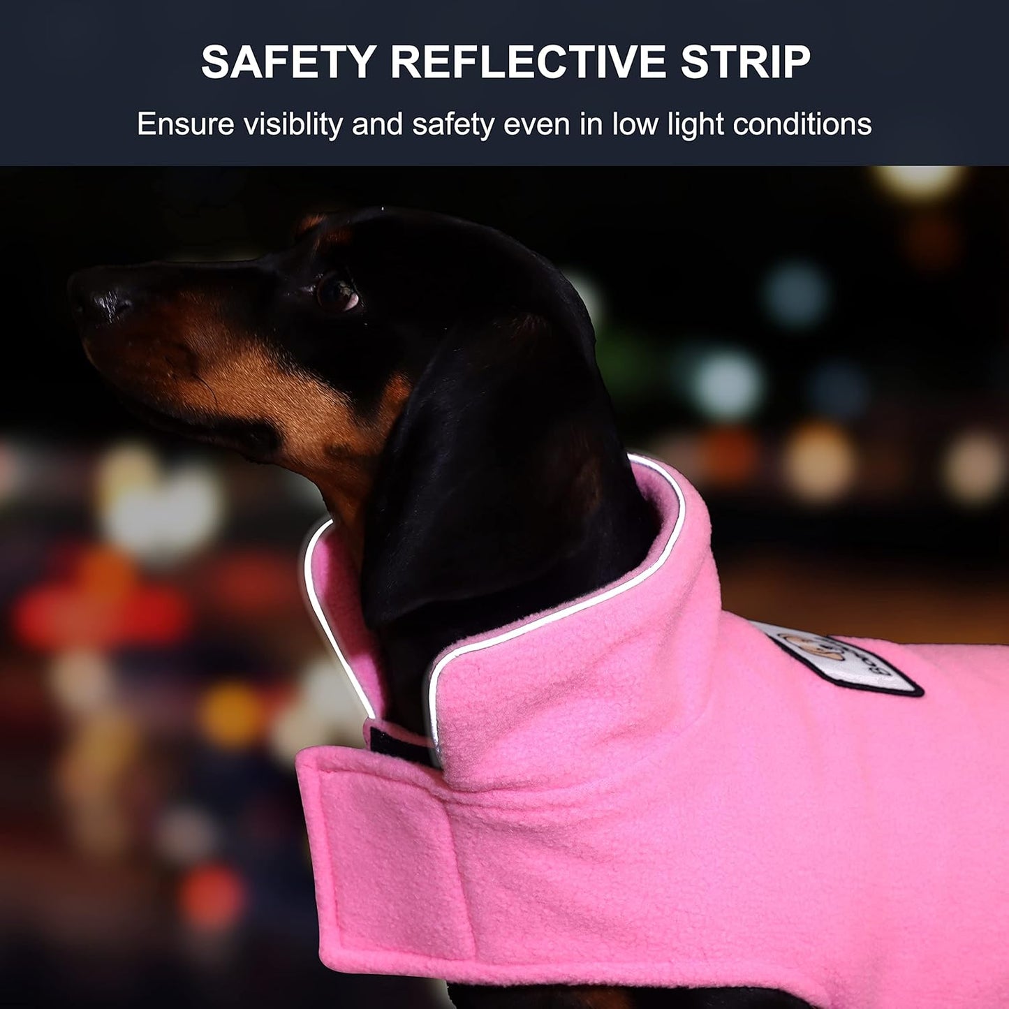 Fleece Dog Coat Winter Pet Jacket Reflective for Cold Weather for Large Medium Small Dogs(Pink,L)