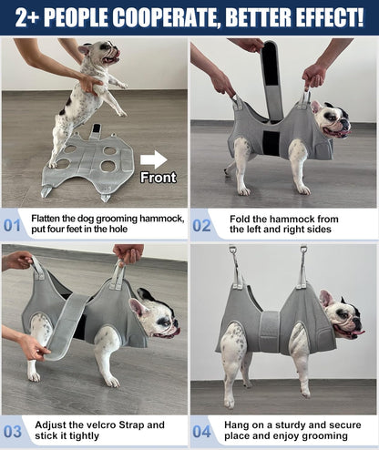 Dog Grooming Hammock Hanging Harness for Nail Trimming,X-Large Dog Grooming Sling with Thick Neck Support,Gray Dog Hanger Holder Restraint for Pet Grooming