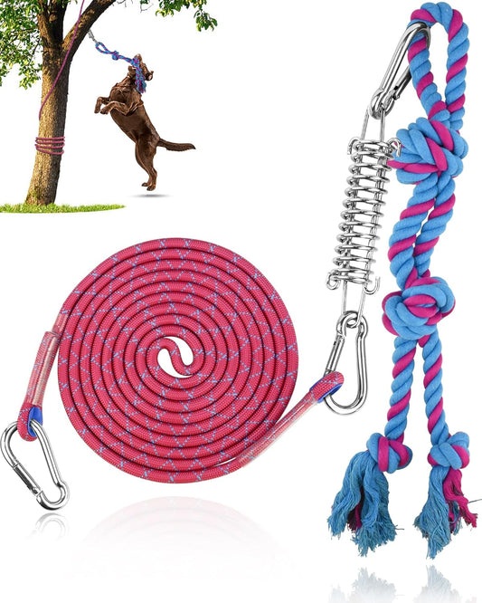 Petbobi Bungee Dog Toy, Outdoor Dog Tug Toy for Pitbull Interactive Exercise, Spring Pole Tug-of-War Toy with Durable Rope, Hanging Toy for Large Dogs to Reduce Boredom, Purple