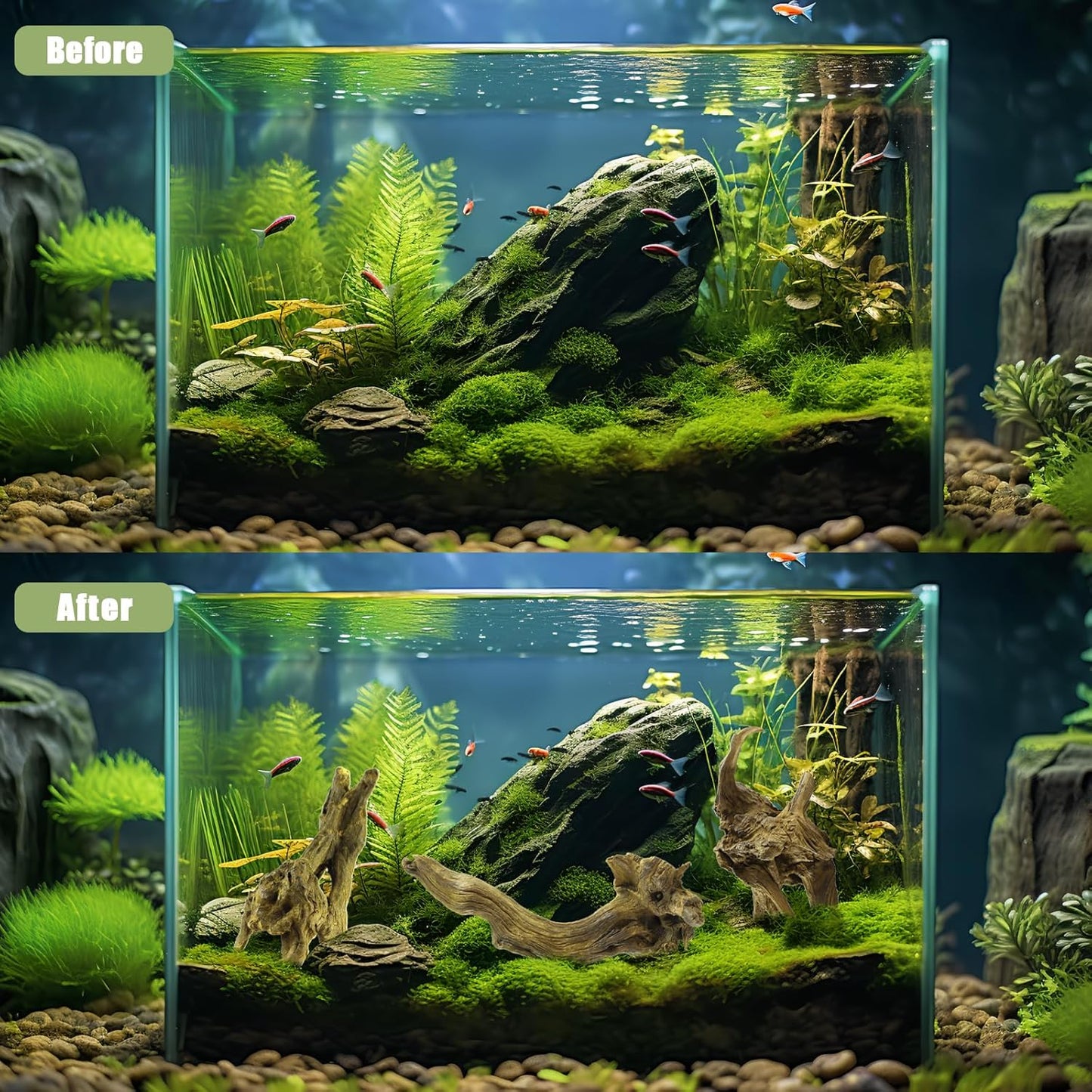 LYPHARD AQUARIUMS Driftwood for Aquarium, 3 Pieces 6-10" Natural Small Drift Wood Fish Tank Assorted Branch Decorations Pieces for Reptile Hide