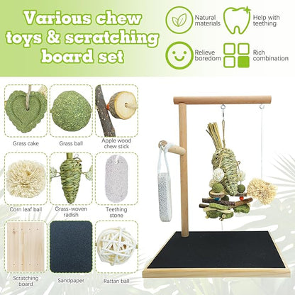 kathson Rabbit Toys for Bunnies Boredom, Rabbit Chew Toys for Teeth Grinding Wooden Bunny Scratching Board Small Animals Play Toy for Guinea Pigs Hamsters Chinchilla Other Rodent Pets