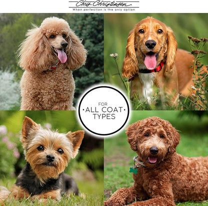 Chris Christensen Karben II Slicker Brush for Dogs, Groom Like a Professional, Ideal For All Coat Types, Remove Shedding Coat, Tangles and Dead Undercoat, 17 mm Stainless Steel Pins, Small