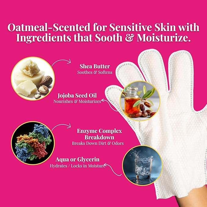 Dr. Paws Glove & Go Grooming Wipes for Dogs & Cats - Paraben Free, Alcohol Free, Lick-Safe, Hypoallergenic, Oatmeal Scented Dog Wipes for Paws and Butt, Puppy Wipes (20 Count)