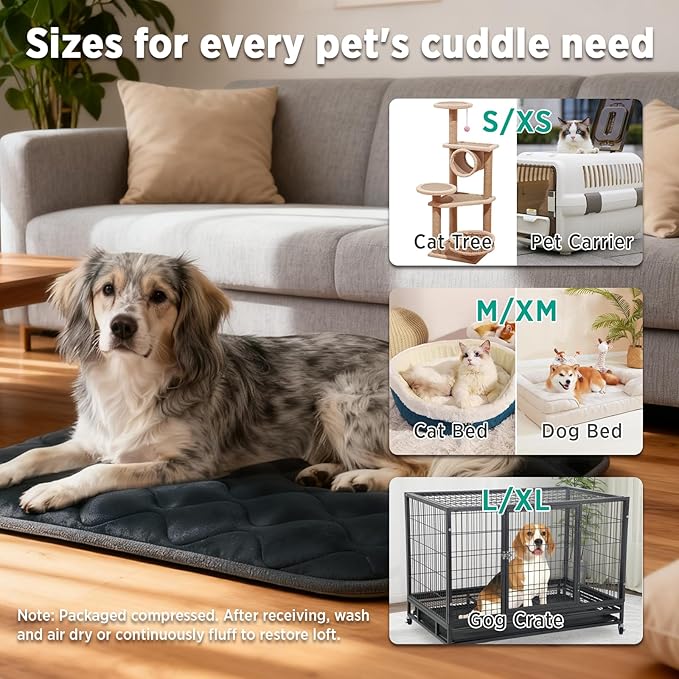 furrybaby Dog Crate Pad for Dog Cages Flat Crate Mat Kennel Pad with Anti-Slip Bottom Machine Washable for Pet Bed Sleeping (S 24x18'', Grey Mat)