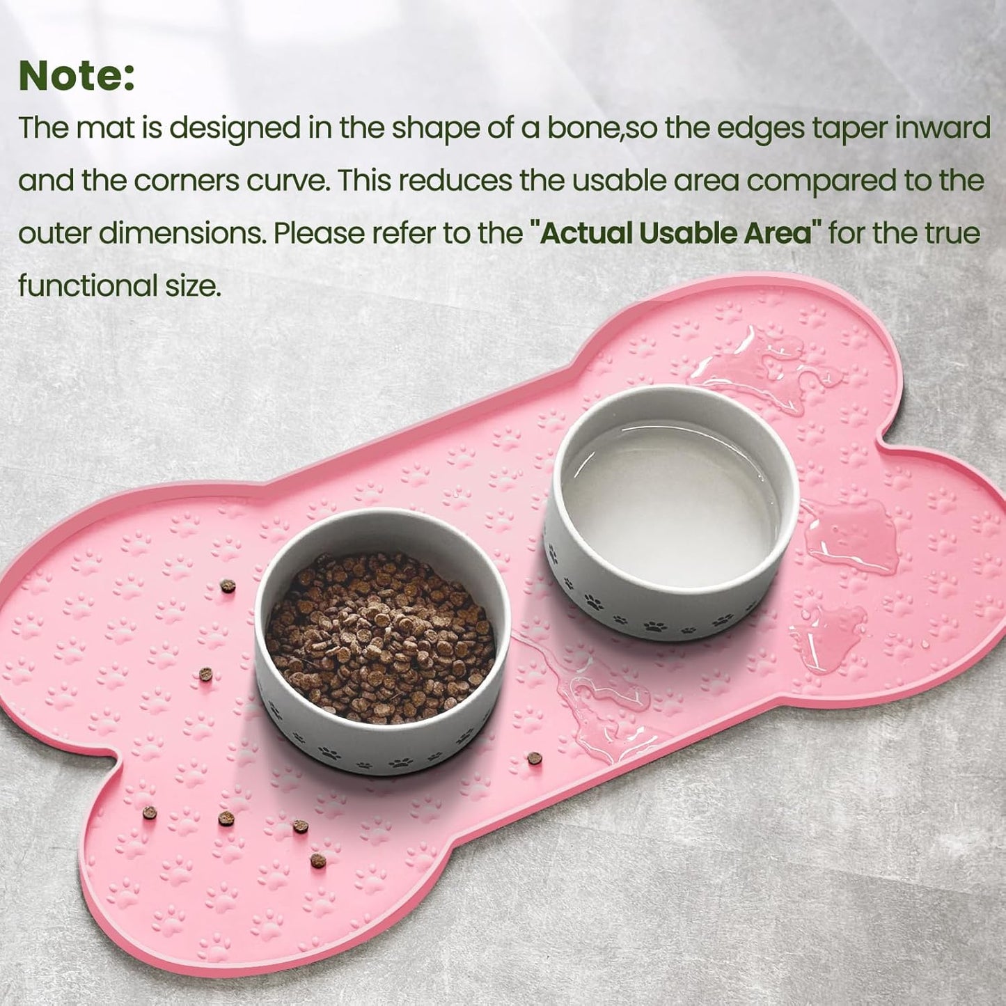 Dog Food Mat Anti-Slip Silicone Dog Bowl Mat Thicker Pet Placemat Waterproof Cat Feeder Pad with Raised Edge Puppy Kitten Feeding Mats Suitable Small Medium-Sized Dogs Cats Eating Tray