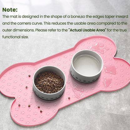 Dog Food Mat Anti-Slip Silicone Dog Bowl Mat Thicker Pet Placemat Waterproof Cat Feeder Pad with Raised Edge Puppy Kitten Feeding Mats Suitable Small Medium-Sized Dogs Cats Eating Tray