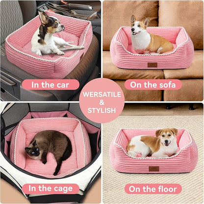 Orthopedic Dog Bed for Medium Dogs,Dog Sofa Beds Supportive Foam Pet Couch Bed with Removable Washable Mat and Nonskid Bottom (Medium, Pink)