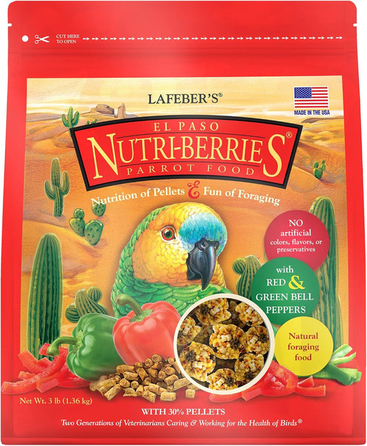 LAFEBER'S El Paso Nutri-Berries Pet Bird Food, Made with Non-GMO and Human-Grade Ingredients, for Parrots, 3 lb